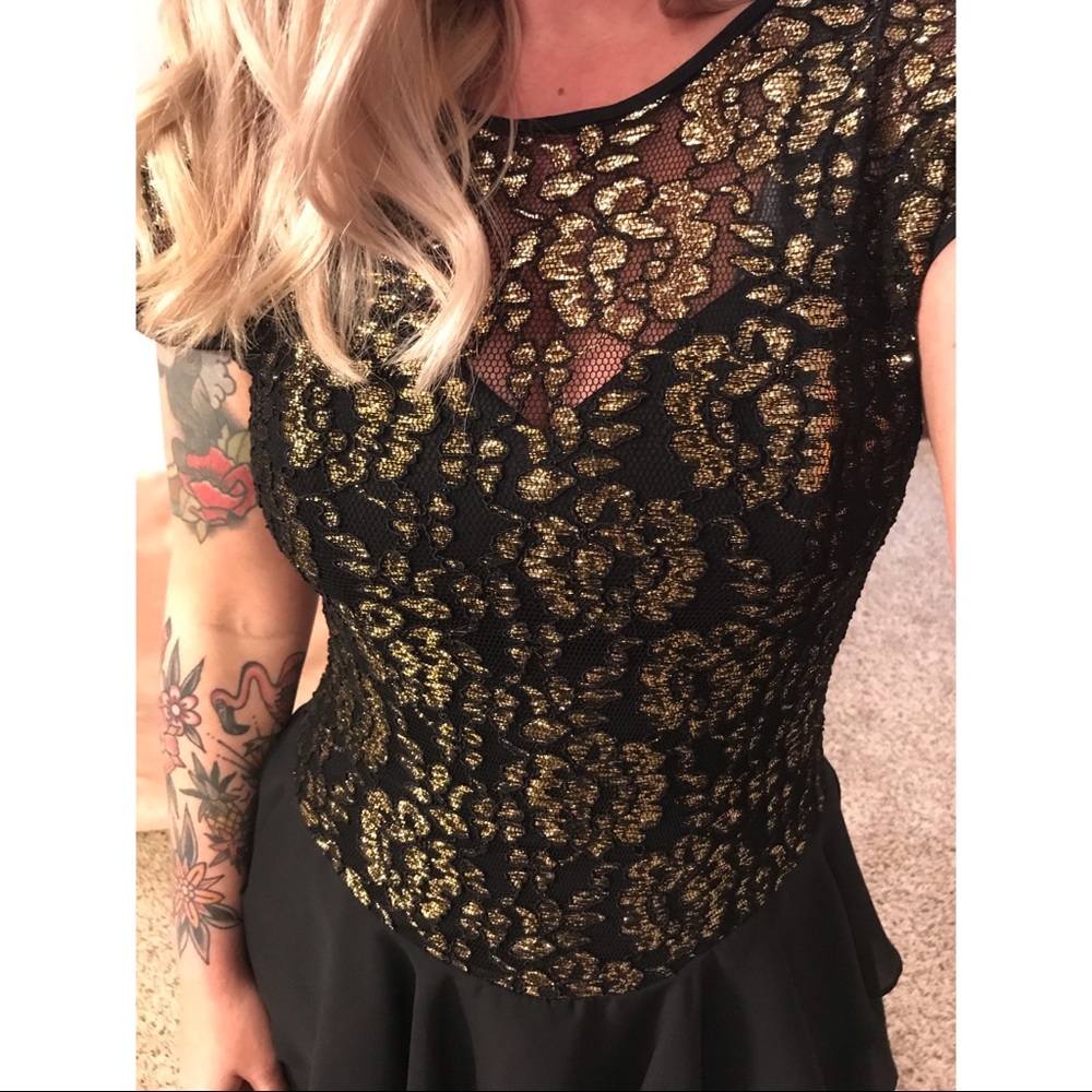 Vintage Black & Gold Cocktail Dress - Picture 8 of 8